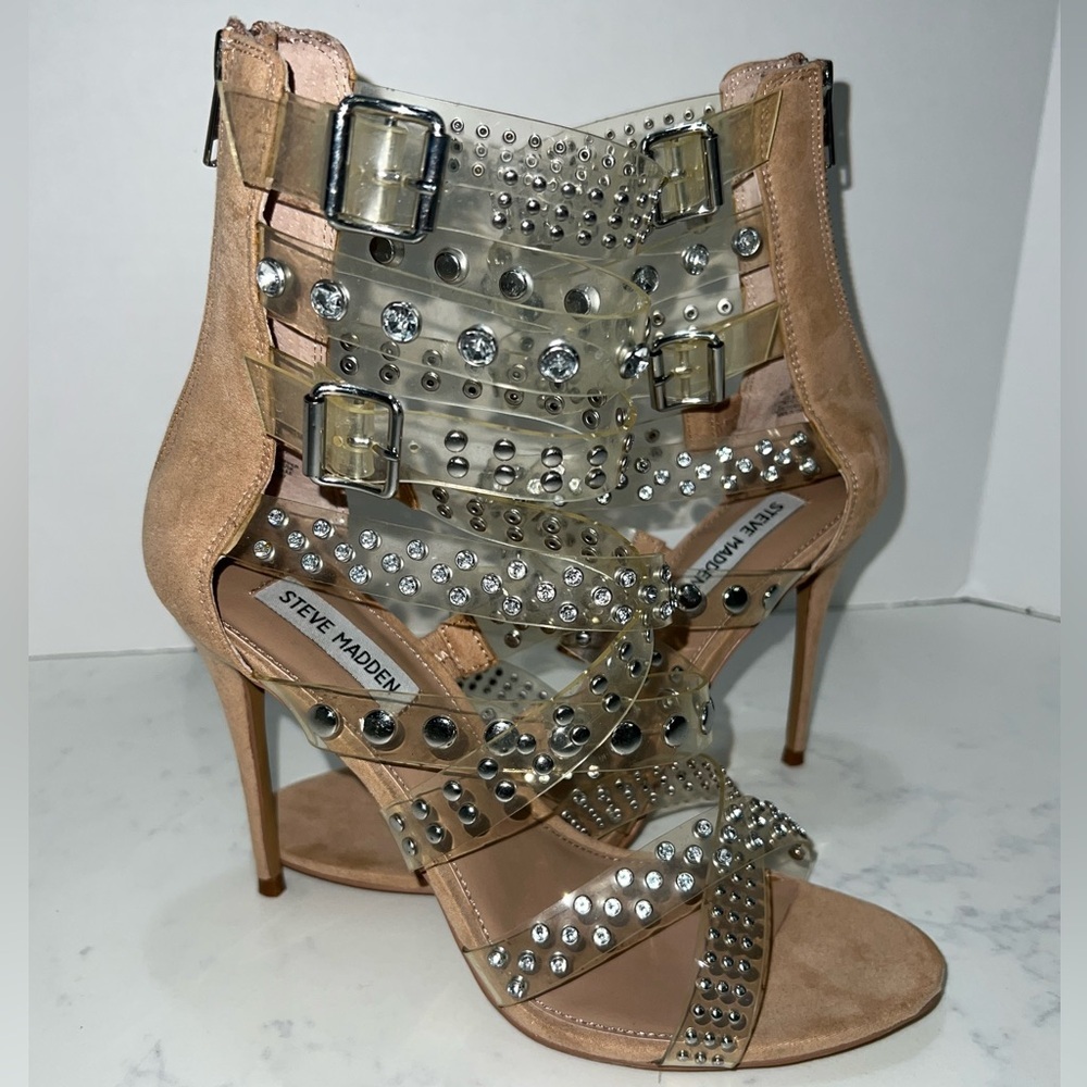 Steve Madden Tan Studded Stiletto Heels - Picture 7 of 16